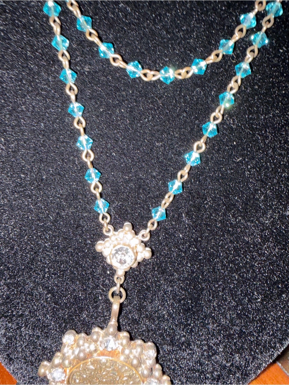 Virgins Saints & Angels Blue Beaded Tree of Life Crystal Pendant Necklace - Picture 6 of 8